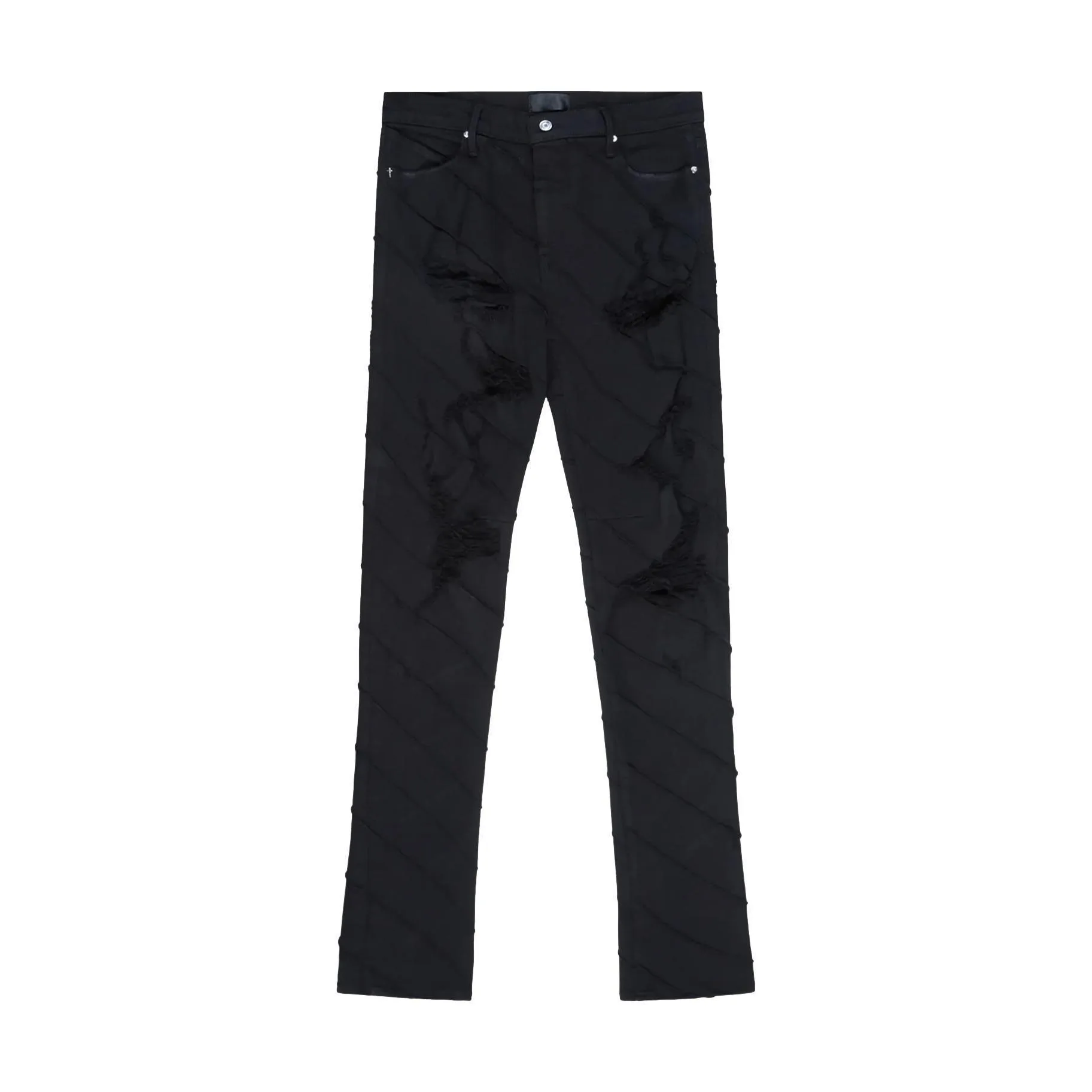 RTA DENIS MINI FLARE RIPPED BLACK JEANS