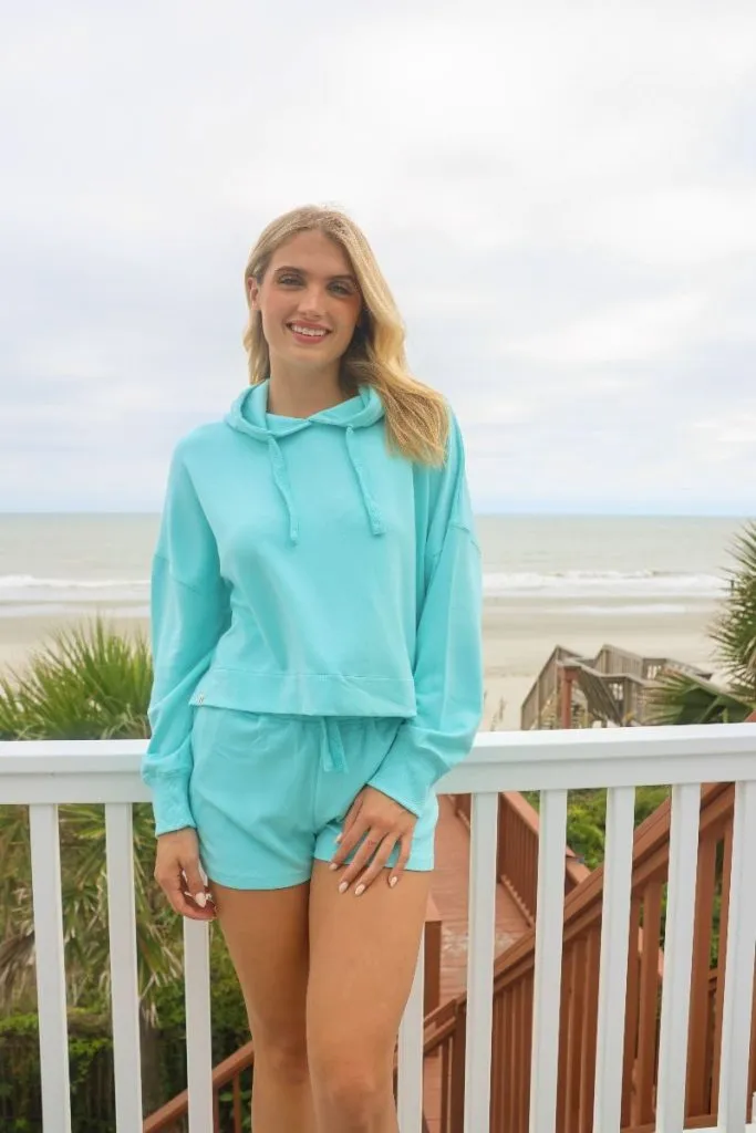 Simply Southern Seafoam Serenity Solid Shorts - Coastal Comfort with Tropical Detail