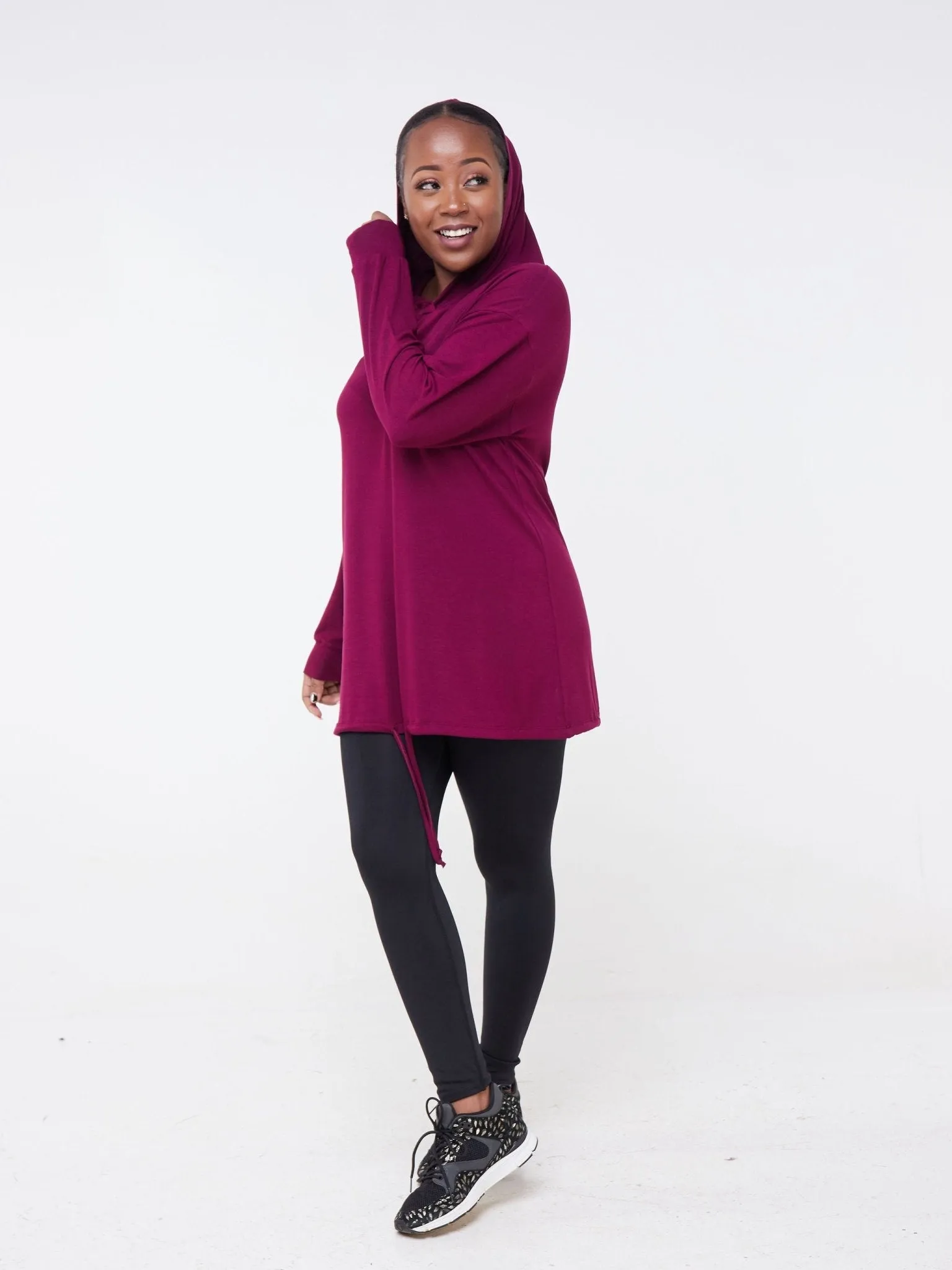 Vivo Fitness Hoodie Tunic  - Burgundy