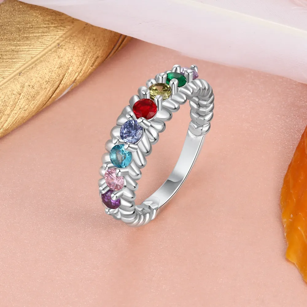 Personalized Family Gift Customized 8 Birthstones Rings for Women Custom Gifts for Grandma Trendy Jewelry