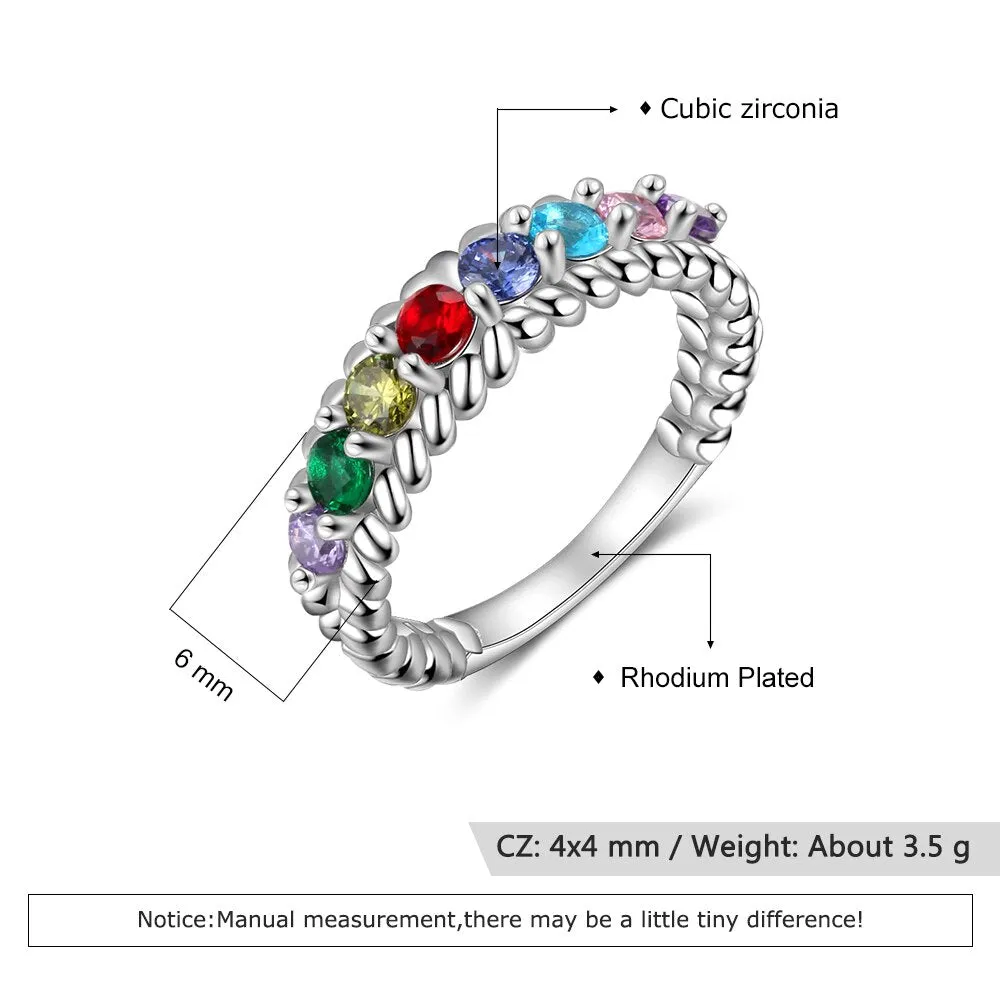 Personalized Family Gift Customized 8 Birthstones Rings for Women Custom Gifts for Grandma Trendy Jewelry