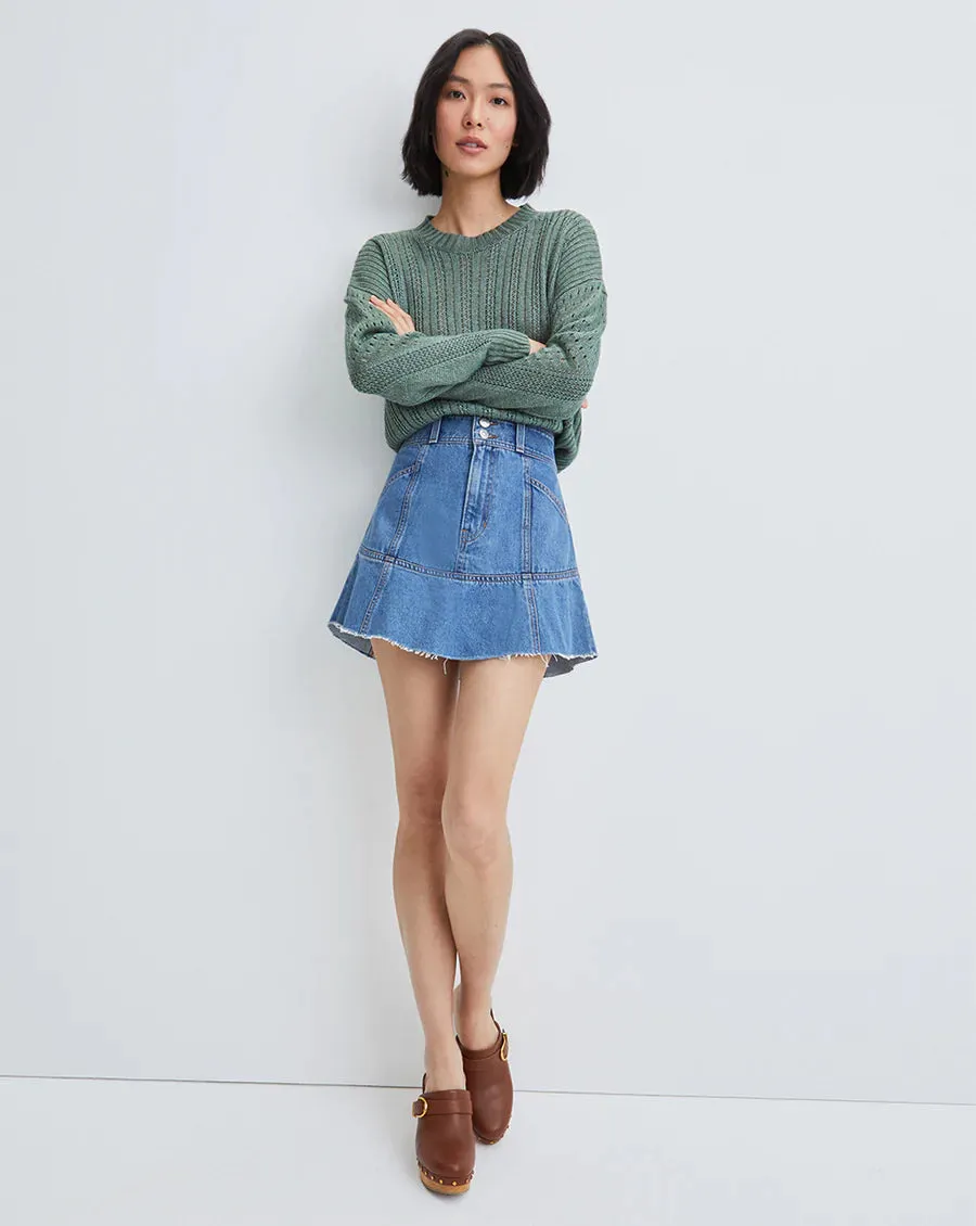 VERONICA BEARD Lavelle Ruffled Denim Skirt