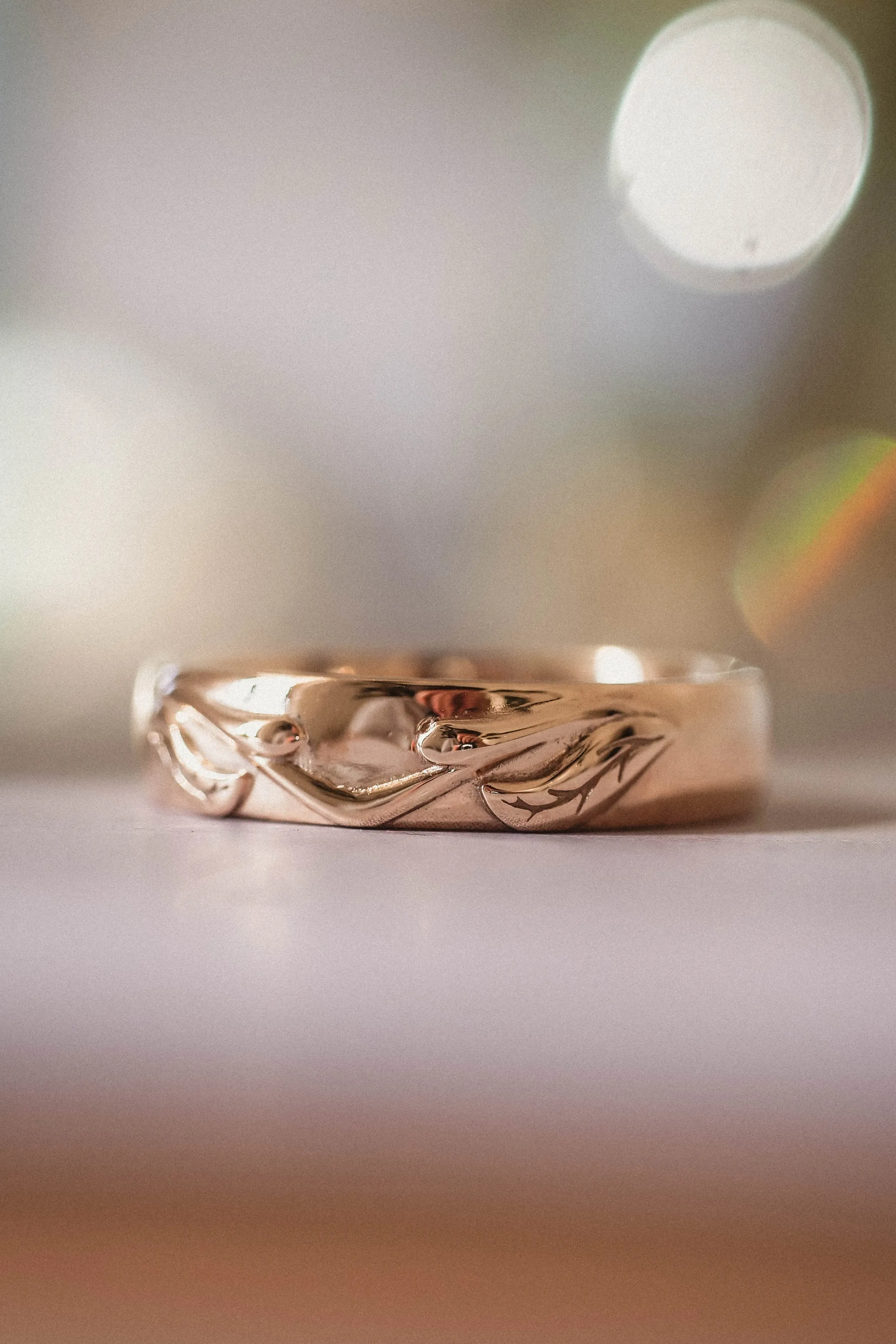 READY TO SHIP: Wedding band in 14K rose gold, RING SIZE 9.5 US