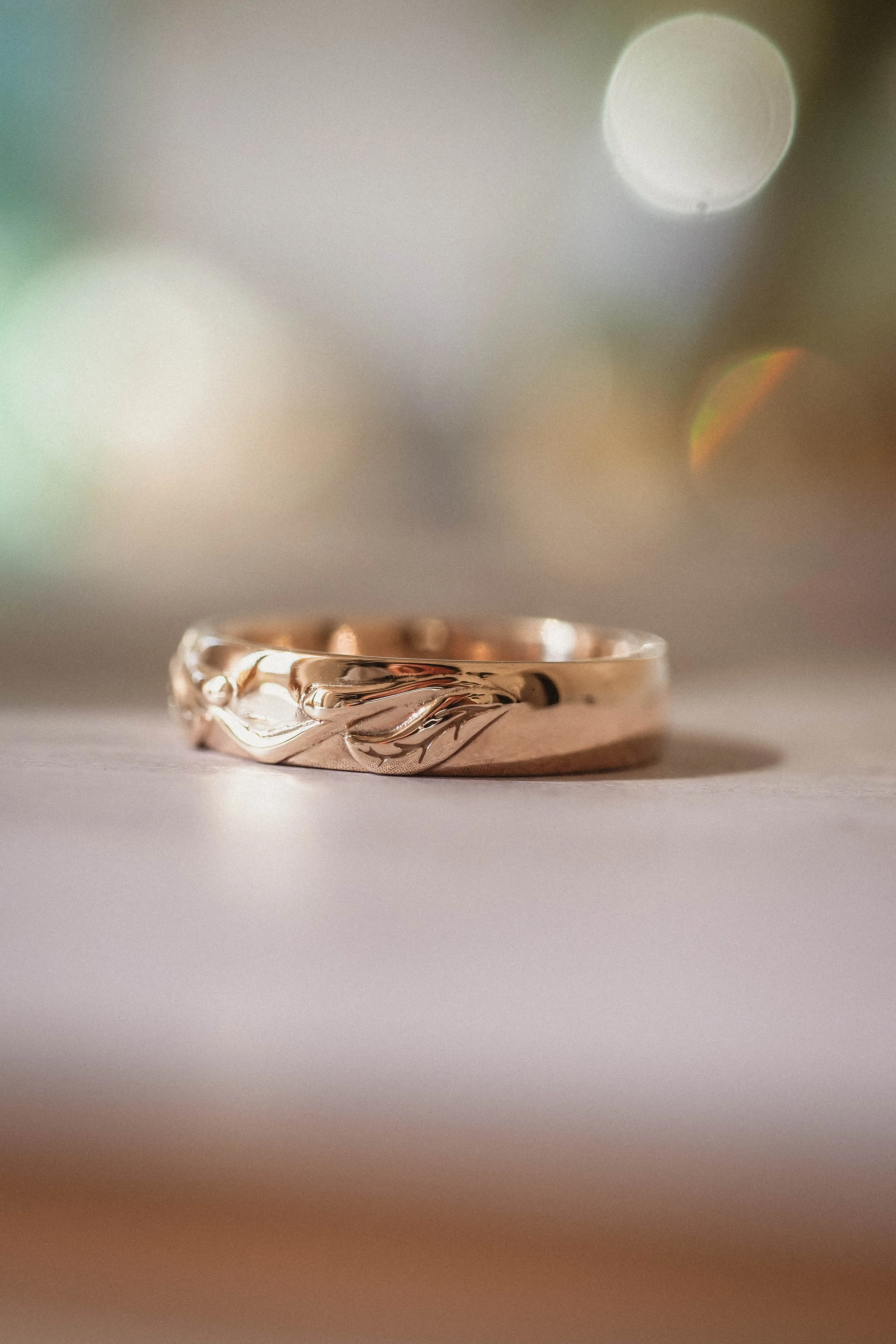 READY TO SHIP: Wedding band in 14K rose gold, RING SIZE 9.5 US