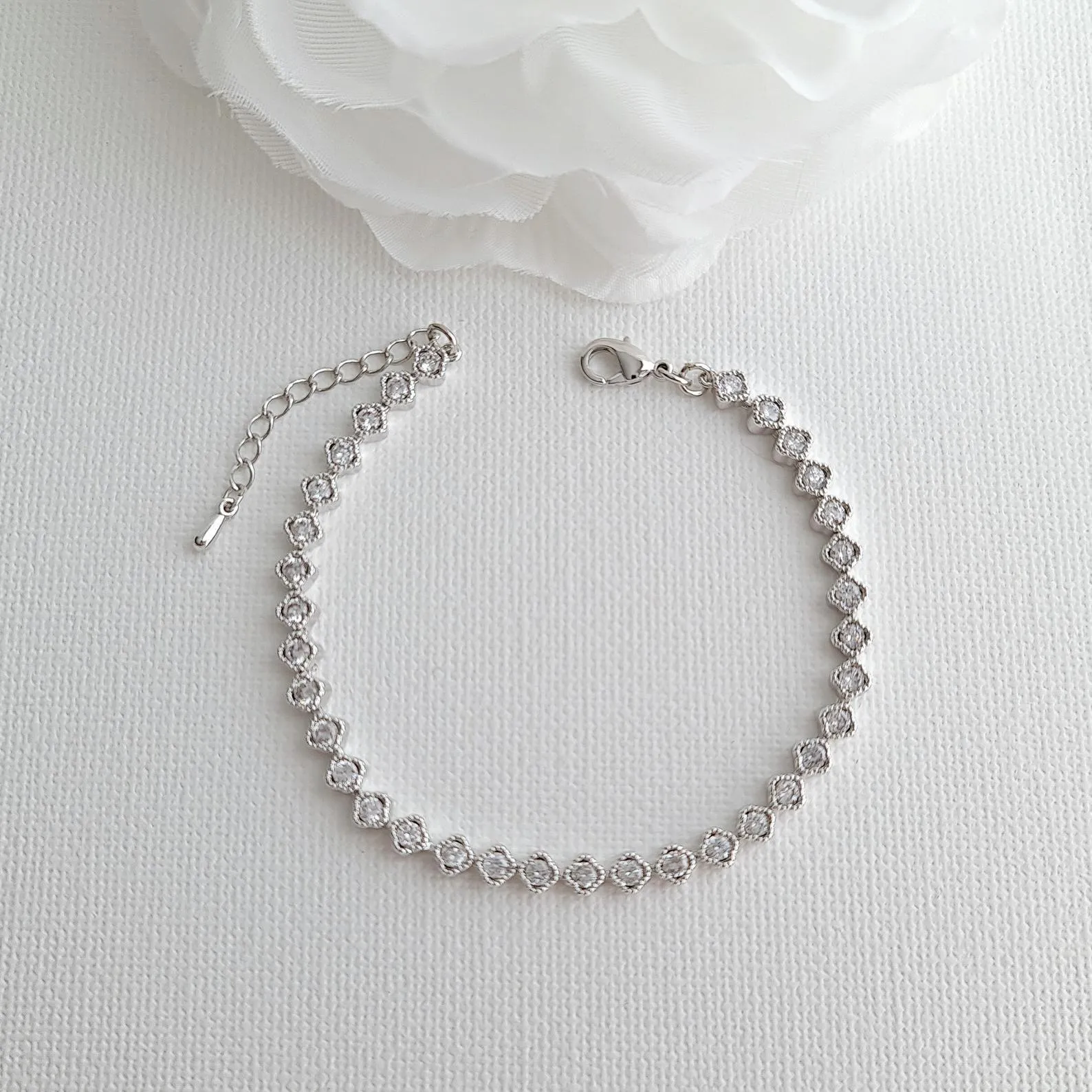 Wedding Tennis Bracelet in Rose Gold & CZ - Lisa