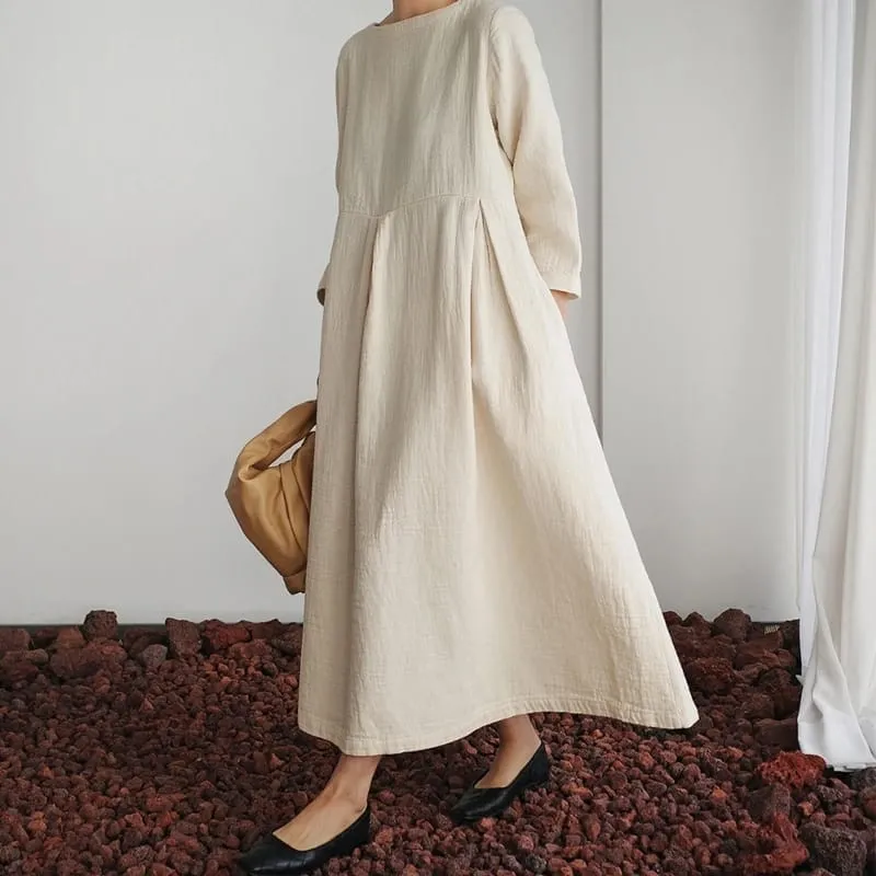 New Korean Women Round Neck Casual Long Dress L B-69426