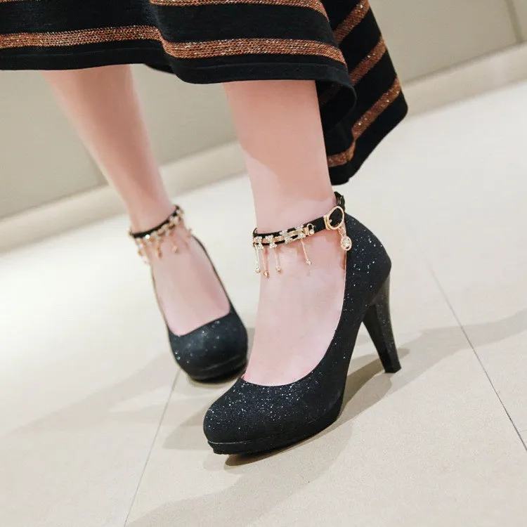 Women's Rhinestone Platform Pumps High Heels Wedding Shoes